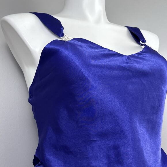 Vintage Delicates Purple Satin Lingerie Set M Medium 2 Piece Crop Cami Tap Short - Picture 4 of 11